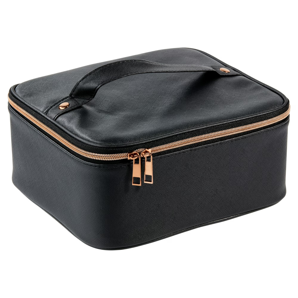 Walmart Black Train Case Cosmetics Organizer Adjustable Dividers 10'' x 4.75 x 8
